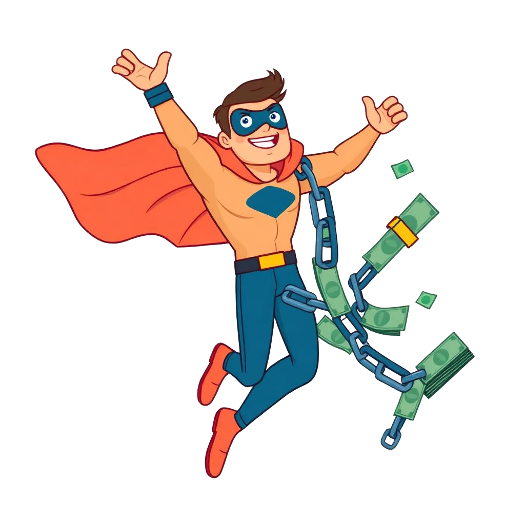 Hero breaking debt chains